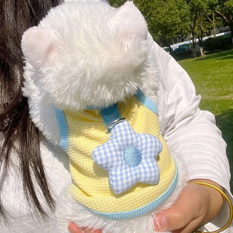 Vest de chien d'été Vêtements de chiot avec anneau D. Vêtements pour chiens de crème solaire Gilet pour animaux de compagnie mignon pour les petits chiens Vêtements pour animaux de compagnie