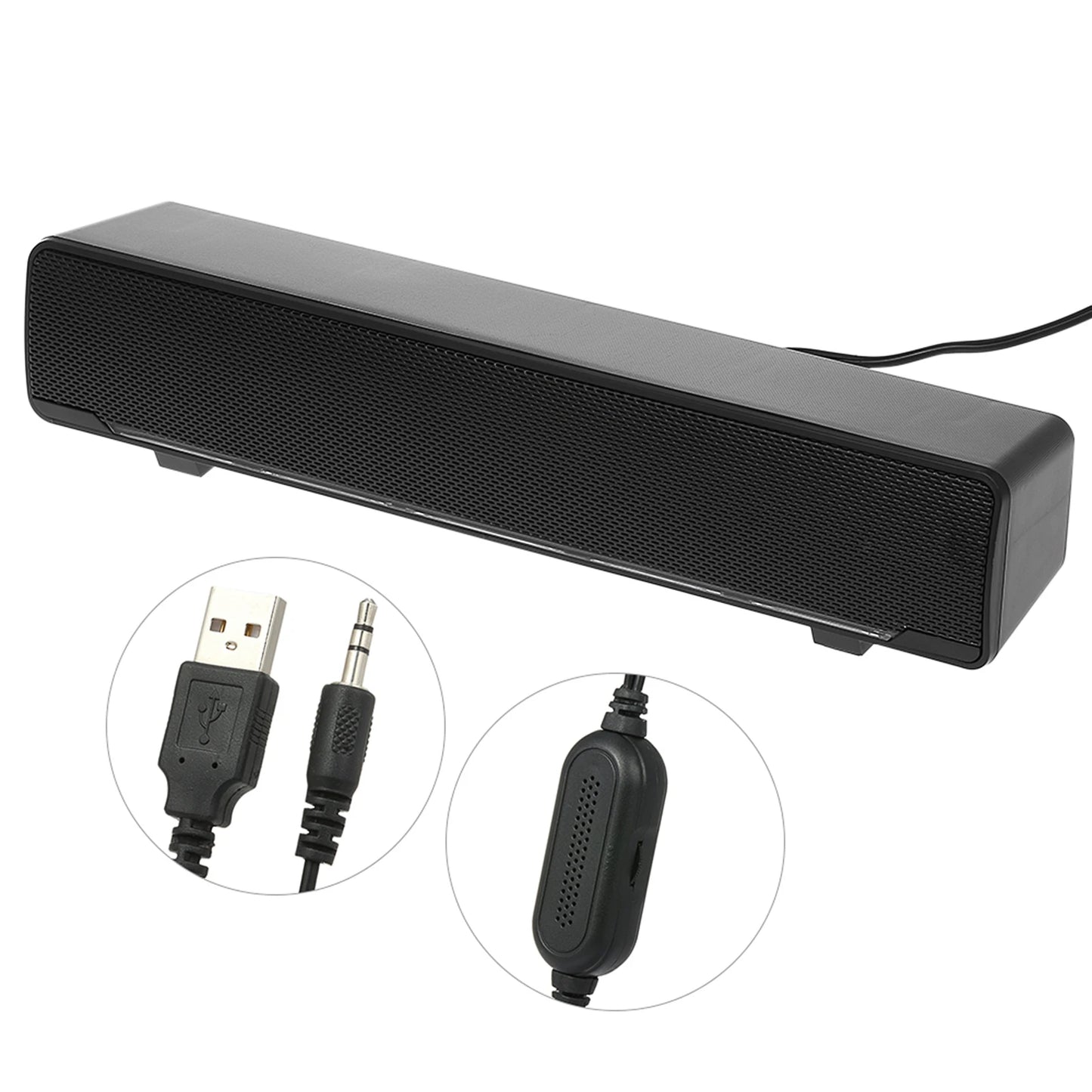 Bar de haut-parleur de haut-parleur câblé USB Stéréo Subwoofer Power Music Player Bass Bass Surround Boîte audio 3.5 mm Entrée pour ordinateur portable PC