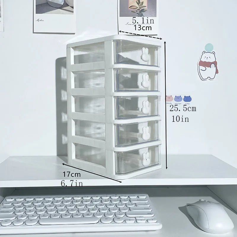 Multifunctional Desktop Storage Drawer Box with Pen Holder and Hair Accessories Storage Rack, Multi-layer Jewelry Box