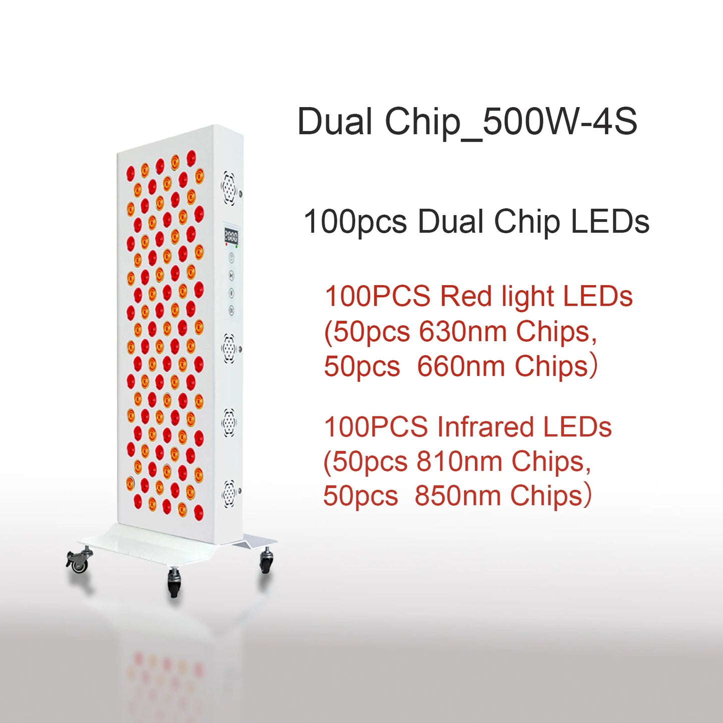 Panneau de thérapie rouge à double puce lampe 630 nm 660 nm près de la thérapie infrarouge Lumière 810 nm 850 nm Dispositifs de beauté LED pour le visage et le corps