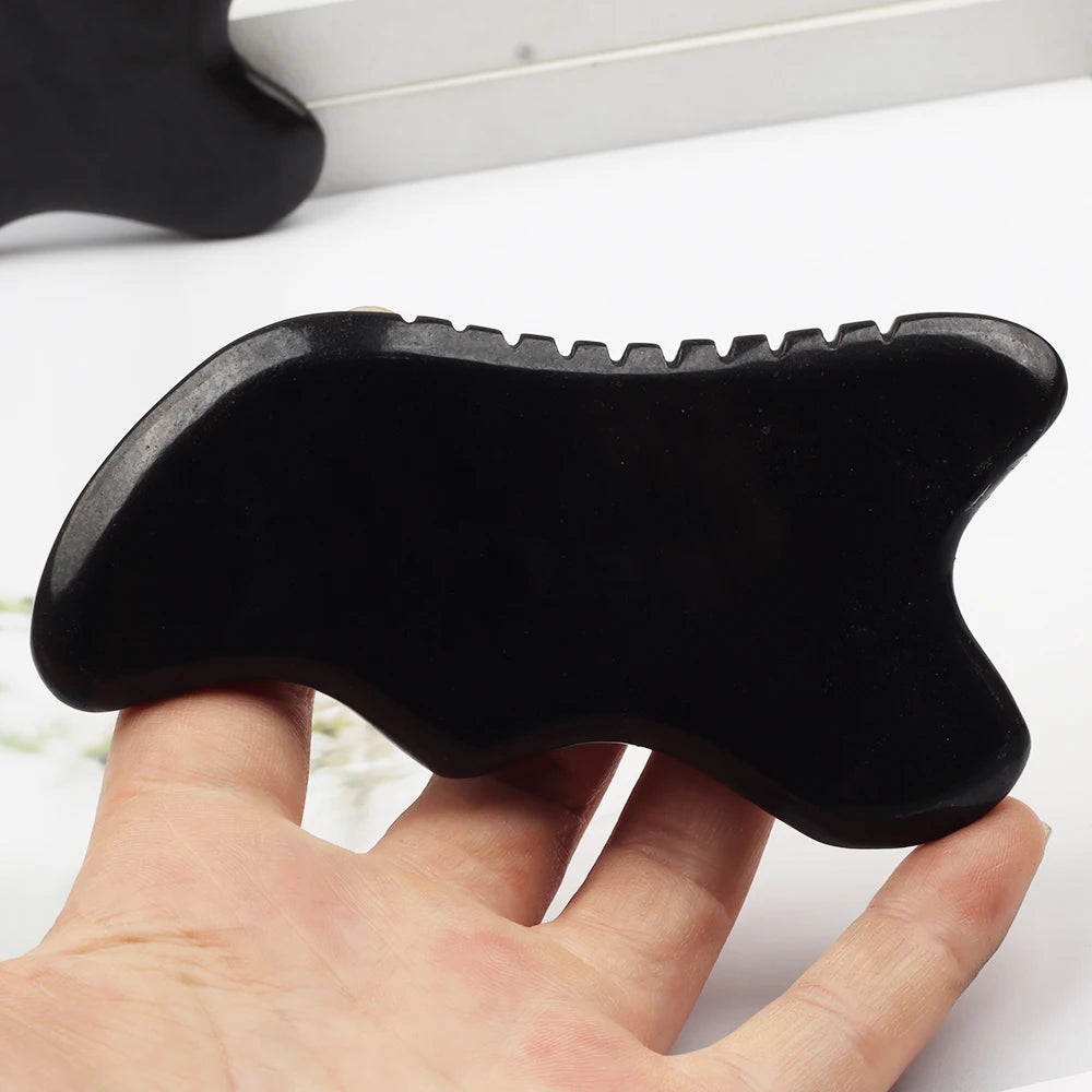 Nouveau style Bian Shi Sawtooth Gua Sha Tool Black Stone Beauty Produit Face Massage Skin Head Head Health Care Massageur