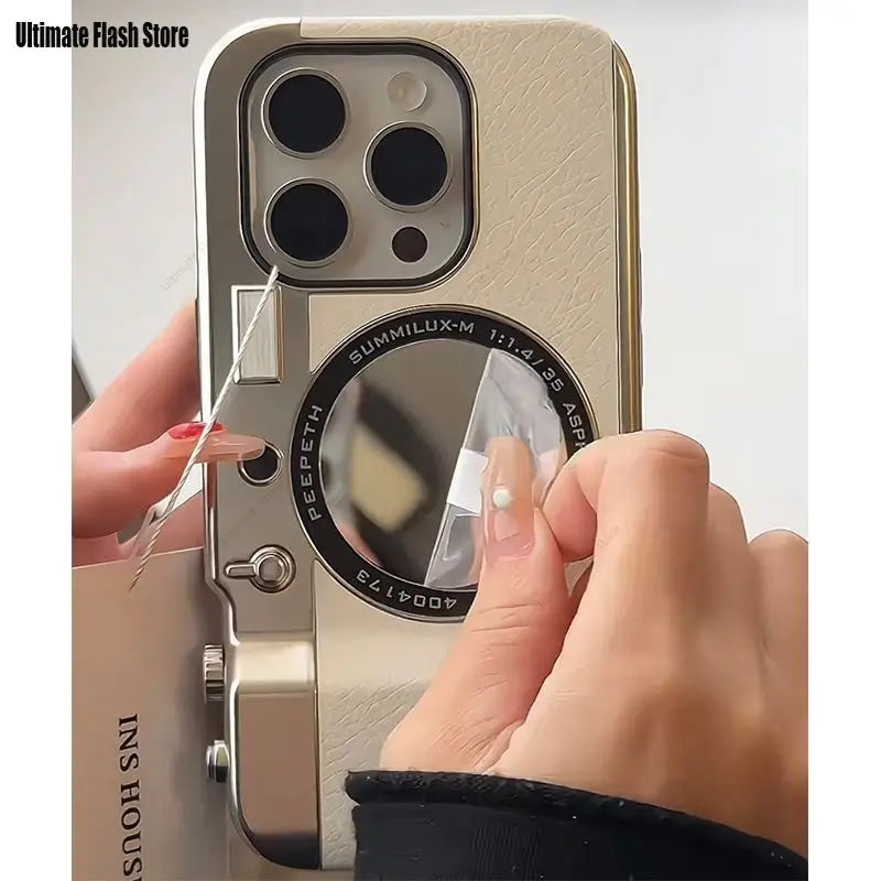 All-in-one camera phone case for iPhone 16 15 Pro 14 13 12 11 with mirror magnetic suction Bluetooth connection protective case