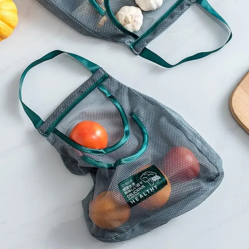 Portable PVC Mesh Storage Bag Reusable Fruit and Vegetable Kitchen Accessories Washable Handbag