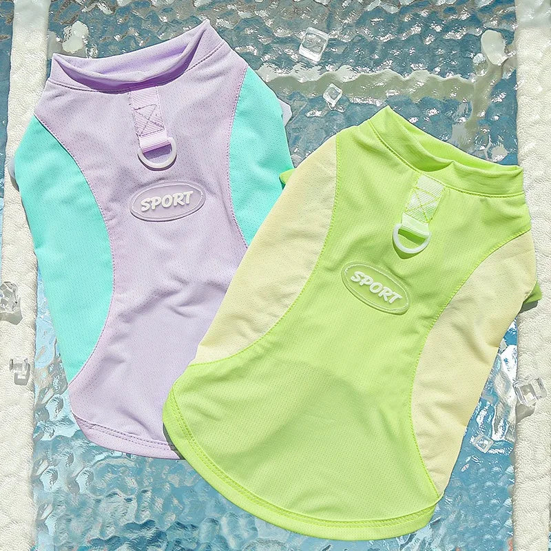 Refroidissement glace Silk Summer Chog Clothing Outdoor UV Protection Pet Cat Cat T-shirt Salles de sports secs rapides pour petit chiot moyen