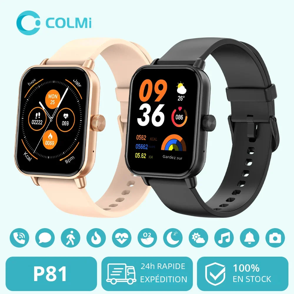 COLMI P81 VOIX CALLAGE SMART Watch Ultra 1,9 pouce Screen 24h Monitor de santé 100+ Modes de sport, Bluetooth Smartwatch Men Women