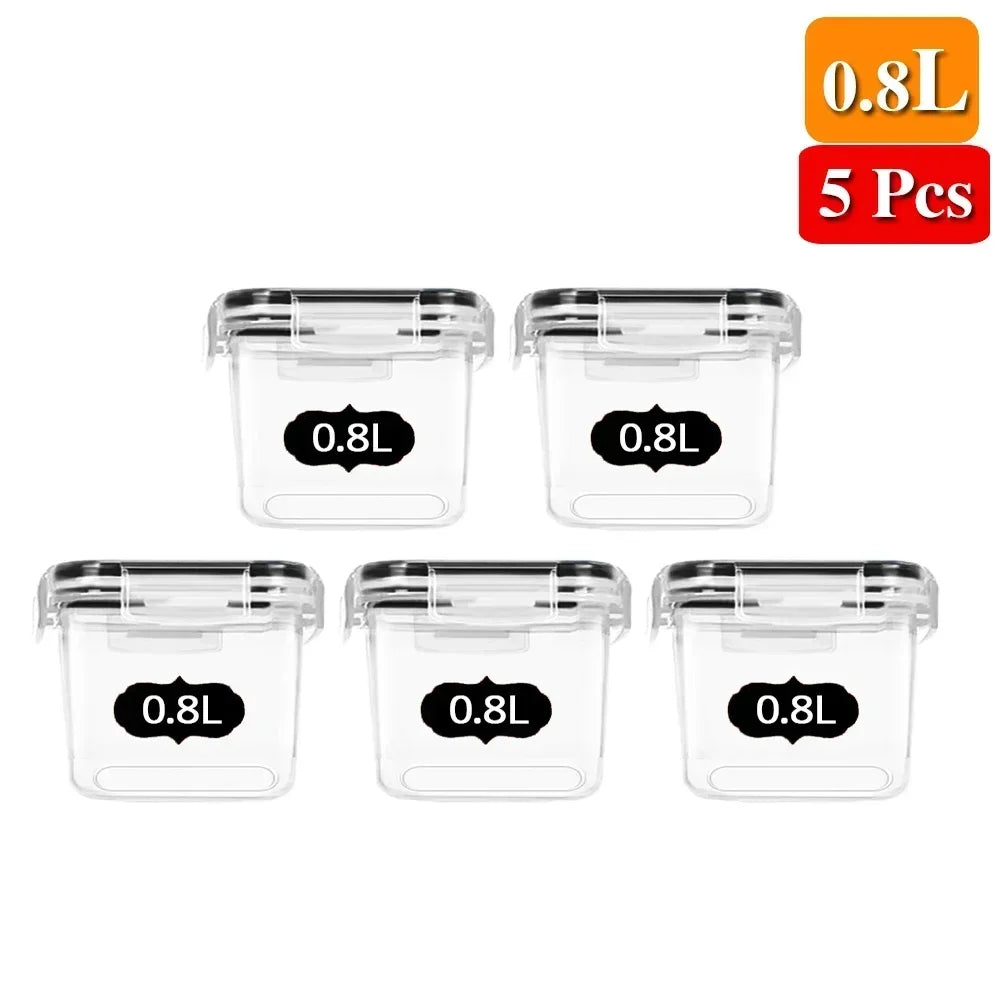 Food Storage Containers Kitchen Organizer and Storage Container with Lids Refrigerator Noodle Box Tank Sealed Cans 5Pcs Set