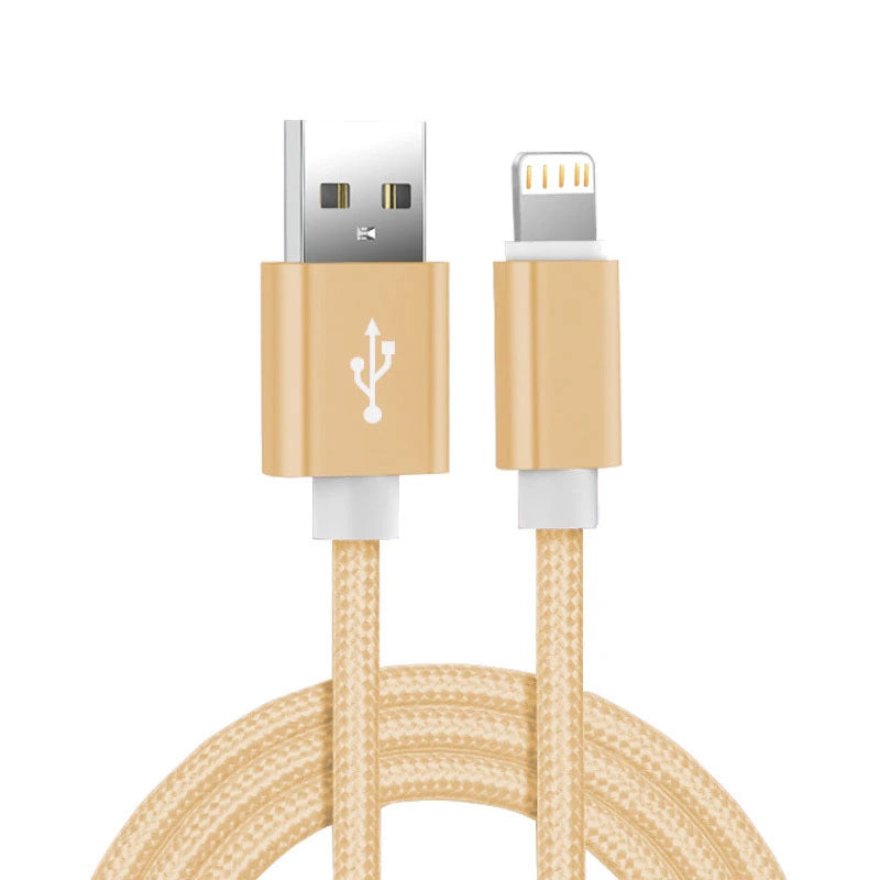 Câble de chargeur USB tressé en nylon en métal pour iPhone 14 8 7 6s Plus xr xs 11 12 13 Pro Max iPad 9 Cordon de données de charge rapide 1M 2M 3M