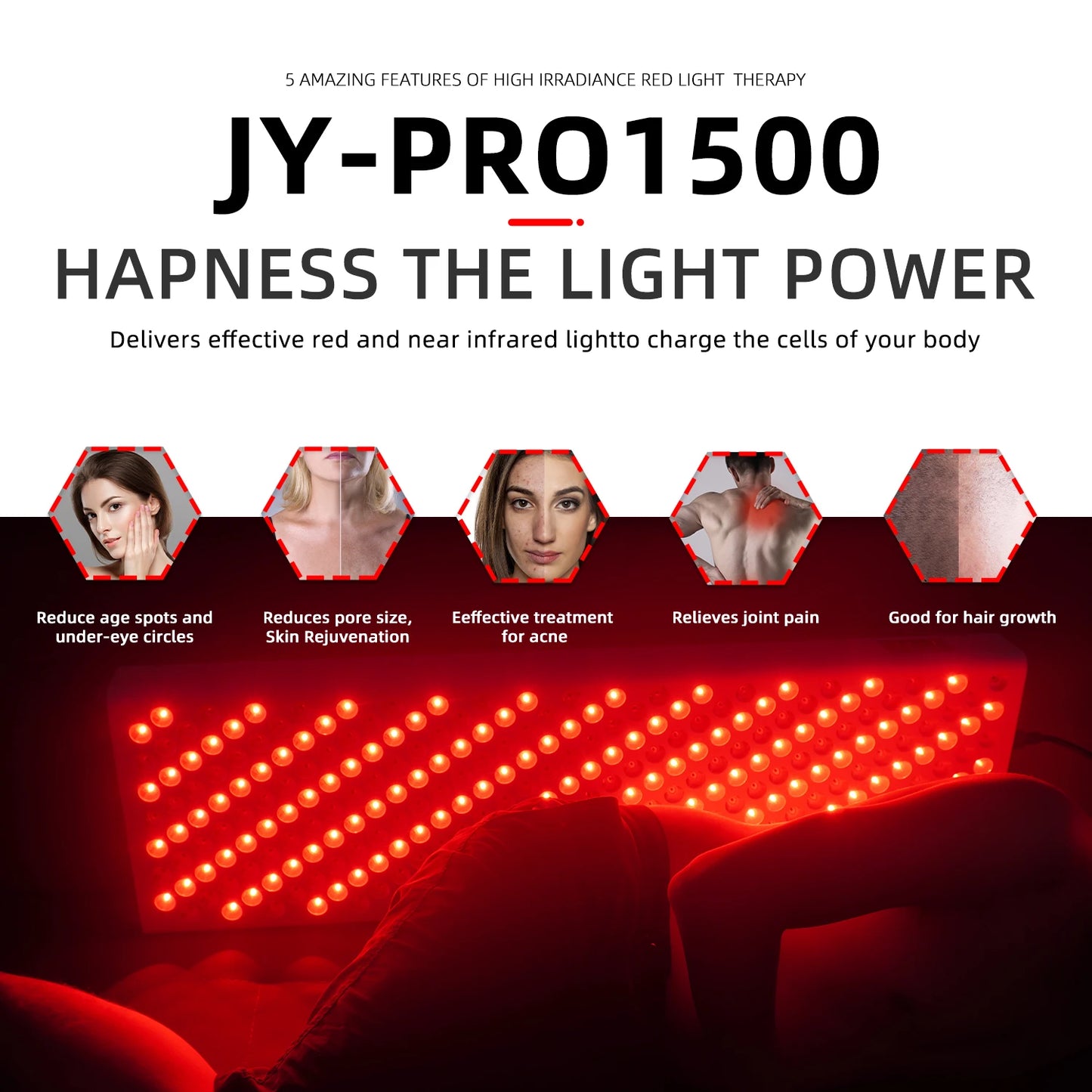 Panneau de thérapie rouge à double puce lampe 630 nm 660 nm près de la thérapie infrarouge Lumière 810 nm 850 nm Dispositifs de beauté LED pour le visage et le corps