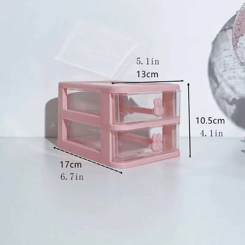 Multifunctional Desktop Storage Drawer Box with Pen Holder and Hair Accessories Storage Rack, Multi-layer Jewelry Box