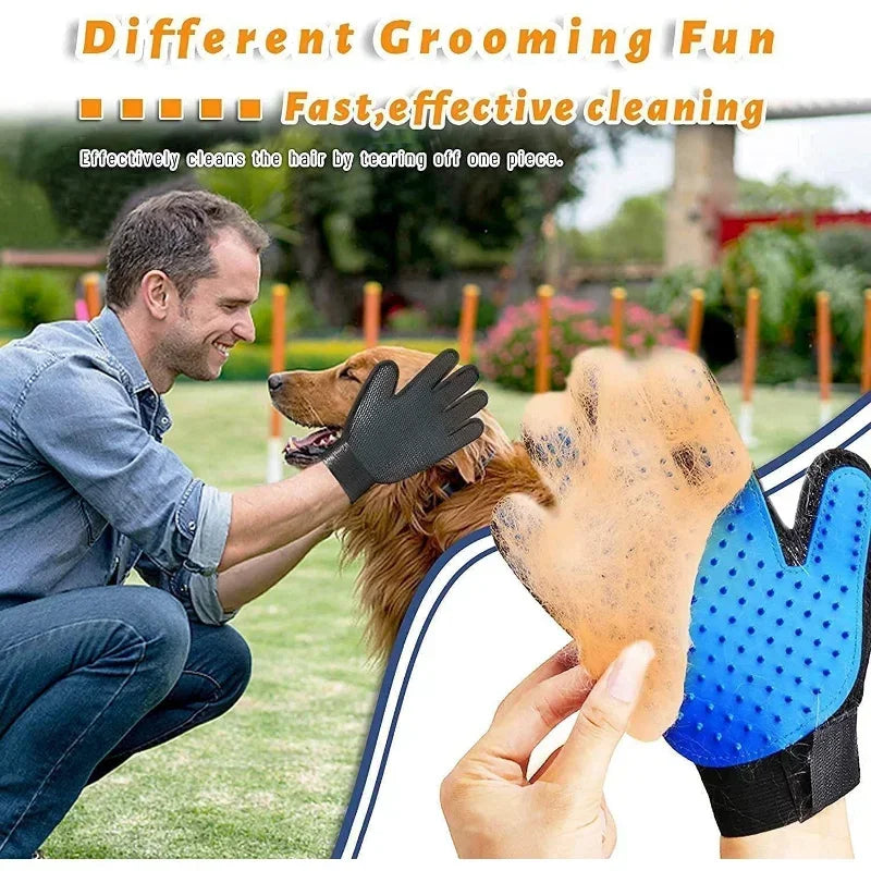 Kit de toilettage pour animaux de compagnie pour chien chat lapin fourrure 2 filières de toilettage de brosse de brosse nettoyage gant gant dehedding dématant les poils d'animaux