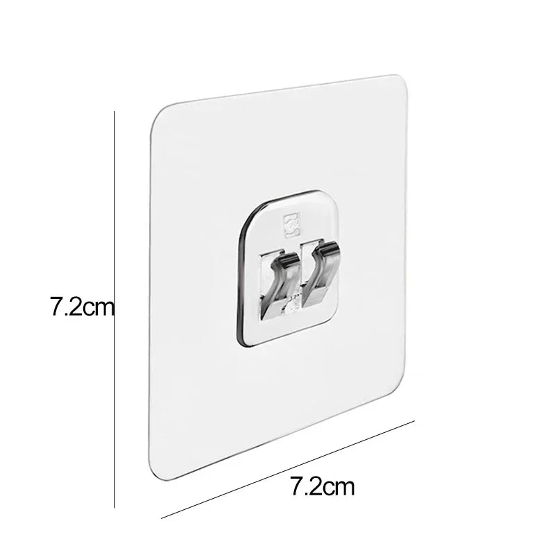 Single and Double Hook Self Adhesive Wall Hooks Transparent Traceless Waterproof Storage Hanging Hangers for Kitchen Bathroom