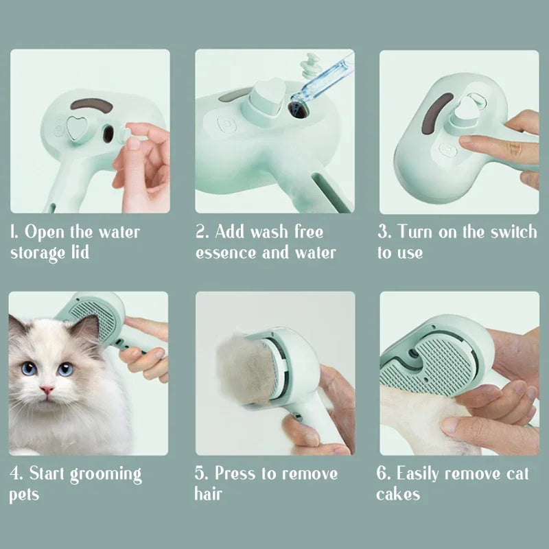 Brosse de massage à la vapeur pour animaux de compagnie, peigne de chien avec épilation à la cheveux et dents douces, pinceau de toilettage sûr pour chiens Accessoires de nettoyage des chats