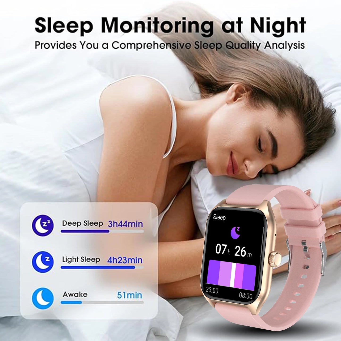 AI-VOCIE ASSISTANT SMART WART pour les hommes, 1,96 '' 'HD Screen Activity Trackers avec 100 + Sports/Sleep/Heart Rate Monitor