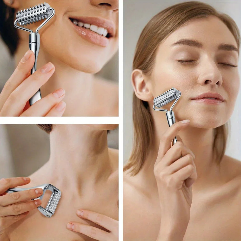 Masseur pour le visage Full Body Beauty Spa Skin Care Tools Acupressure Masser en acier inoxydable Massage du visage Rouleau Gua Sha Tool