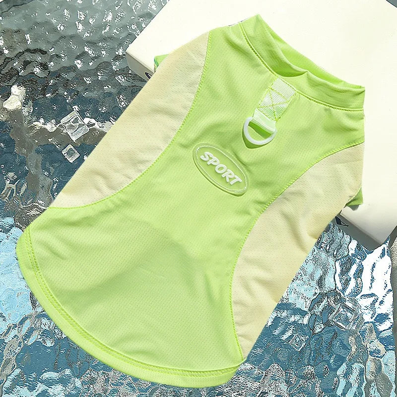 Refroidissement glace Silk Summer Chog Clothing Outdoor UV Protection Pet Cat Cat T-shirt Salles de sports secs rapides pour petit chiot moyen