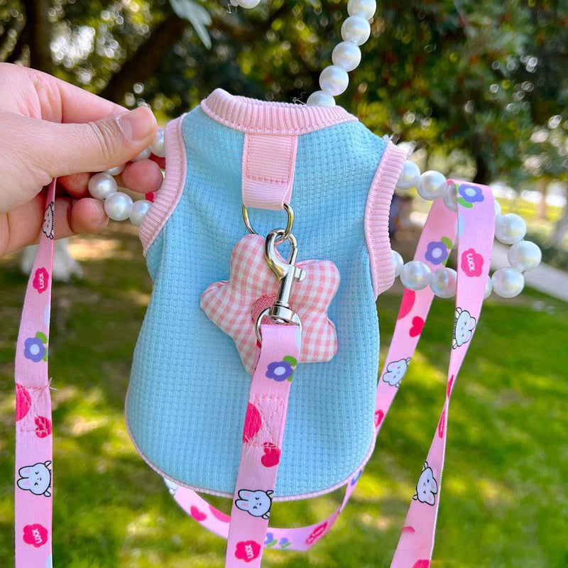 Vest de chien d'été Vêtements de chiot avec anneau D. Vêtements pour chiens de crème solaire Gilet pour animaux de compagnie mignon pour les petits chiens Vêtements pour animaux de compagnie