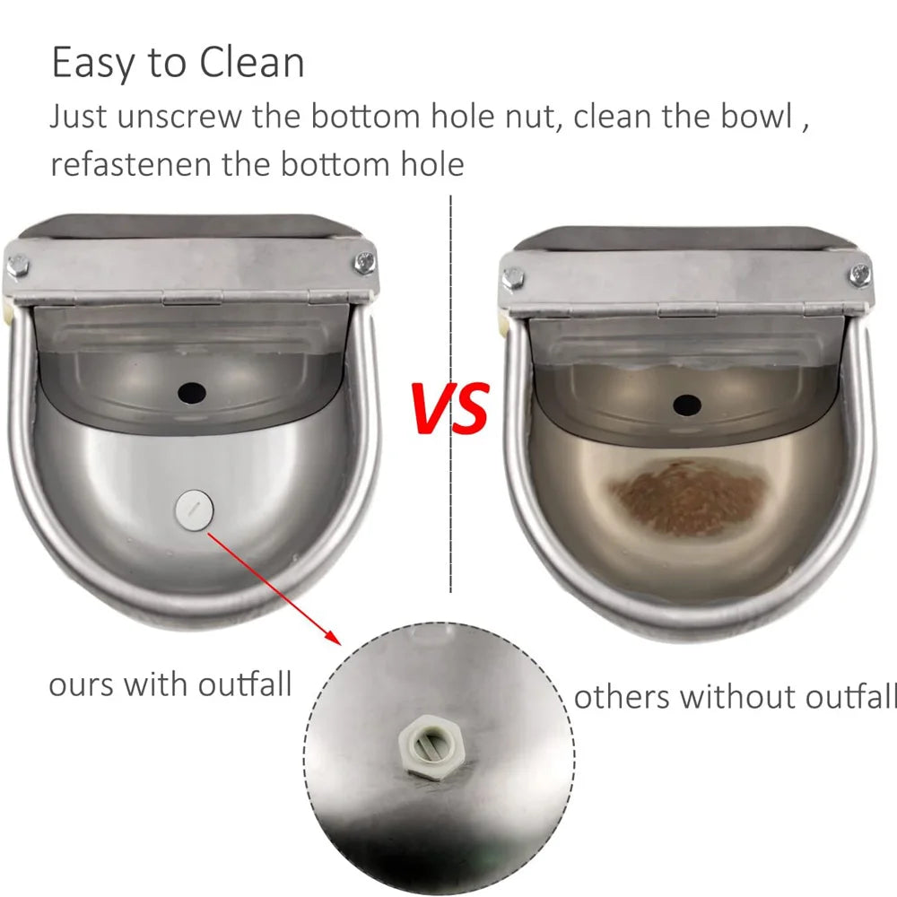 Dispensateur en eau automatique pour l'eau de chien, bol à boire en acier inoxydable pour le bétail de la ferme mouton de chèvre (remplissage automatique)