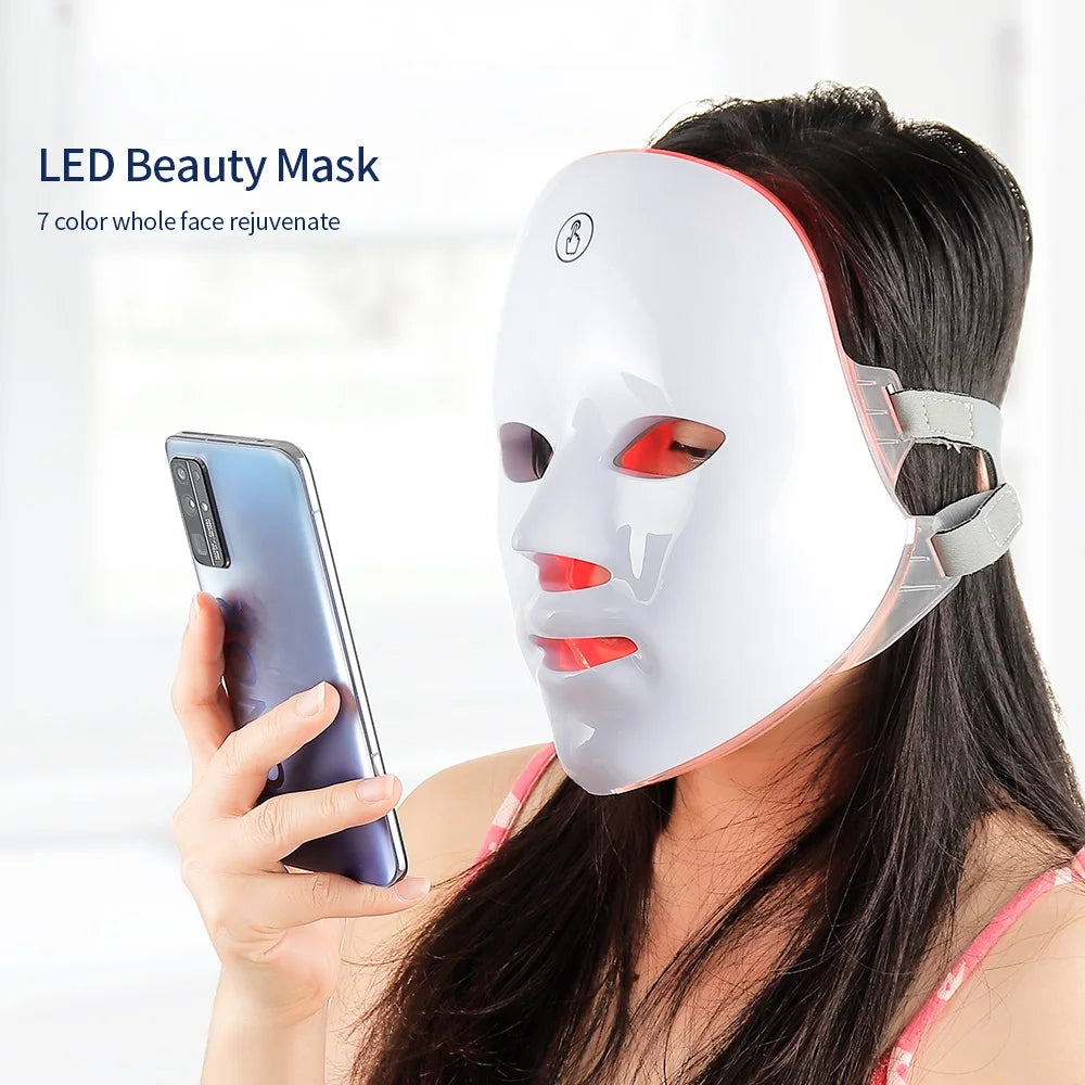 Sans fil 7 couleurs LED Face Beauty Machine Photon Nou du cou de couvrage du cou de couture serrer le rajeunissement