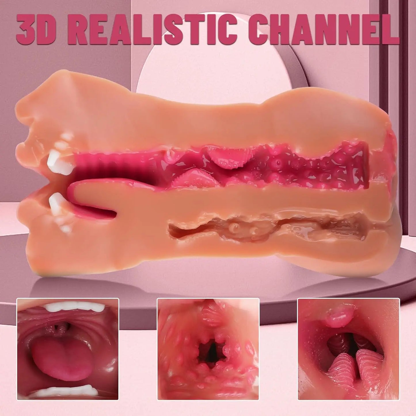 3IN1 Band dents bouche Vagin anal plug masturbator mâle tasse de gorge profonde Silicone Dildo déplace la masturbation plaisir Toys for Men