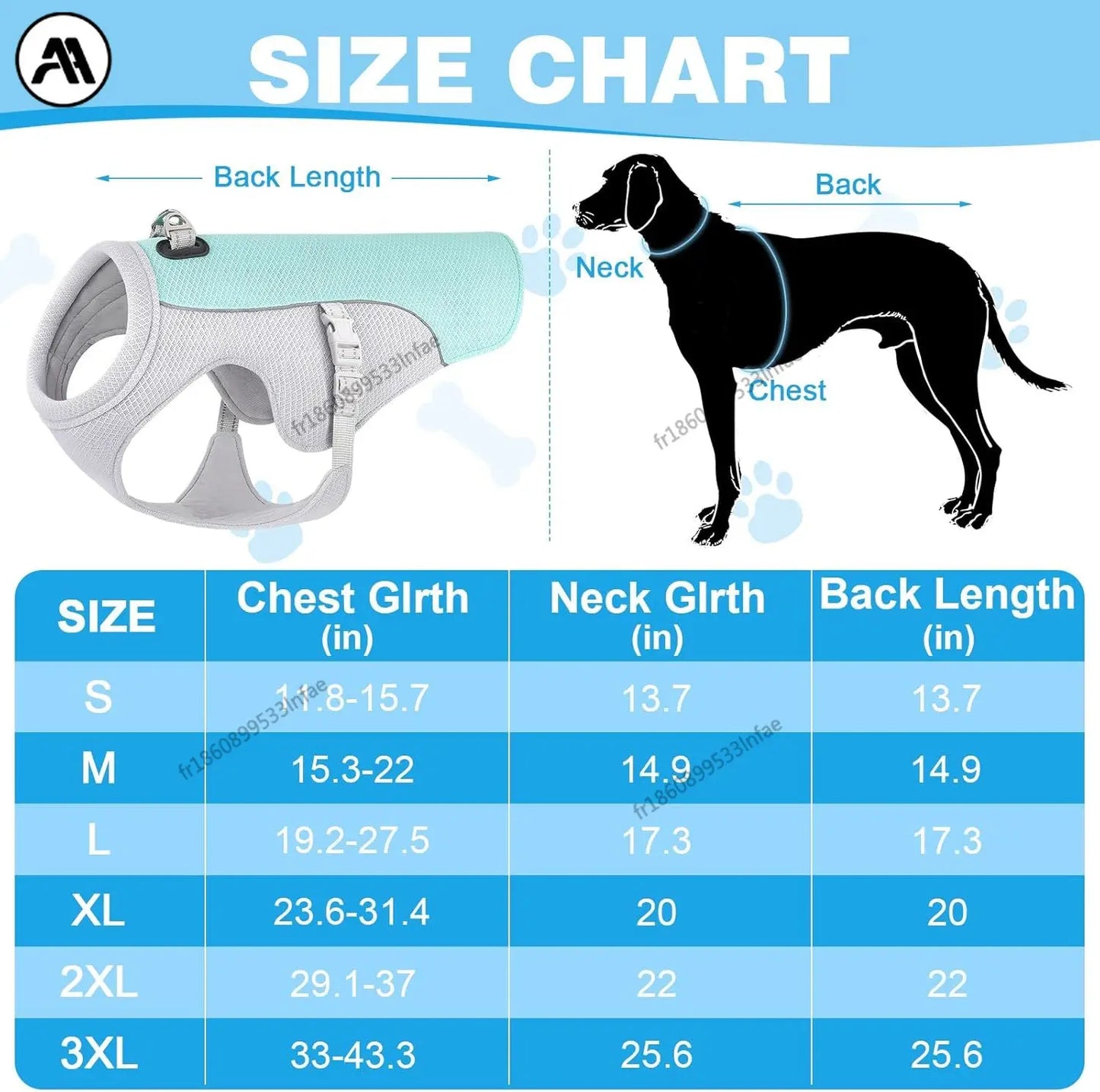 Veste de refroidissement de vif de gilet pour chien pour chien pour chien de marche, camping en plein air et entraînement de chasse