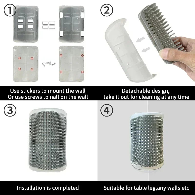 Cat Scratcher Massager pour les chats grattant les animaux de compagnie Brosse enlevant la table de toilettage des cheveux