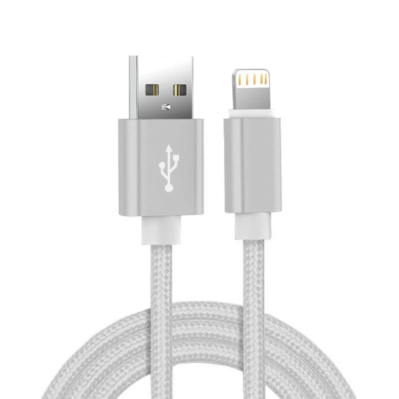 Câble de chargeur USB tressé en nylon en métal pour iPhone 14 8 7 6s Plus xr xs 11 12 13 Pro Max iPad 9 Cordon de données de charge rapide 1M 2M 3M