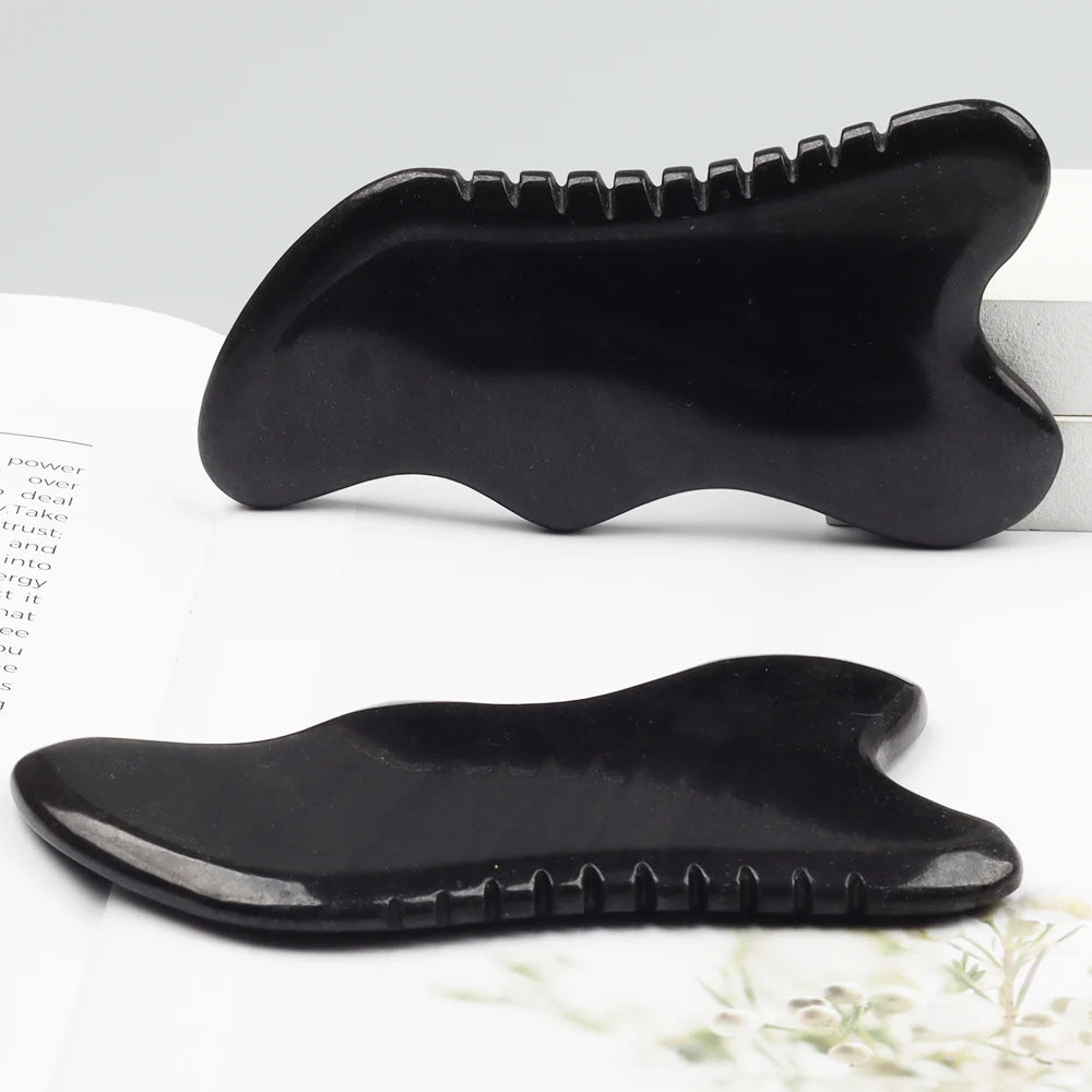 Nouveau style Bian Shi Sawtooth Gua Sha Tool Black Stone Beauty Produit Face Massage Skin Head Head Health Care Massageur