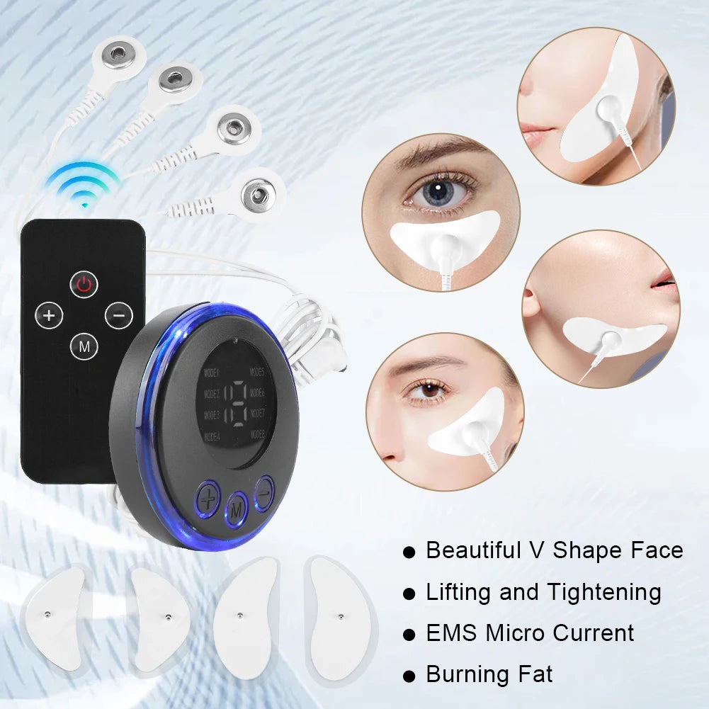 EMS Masseur facial Stimulateur musculaire actuel Stimulateur anti-rides et s'arracher le visage USB charge 8 modes 19 niveaux pour les femmes