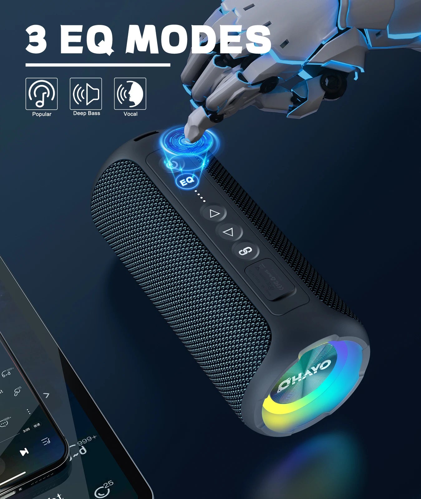 Ortizan Bluetooth Enceintes 40W Bass de basse améliorée portable en extérieur sans fil 30hrs IP7 Tre-shorre de douche imperméable Bluetooth 5.3