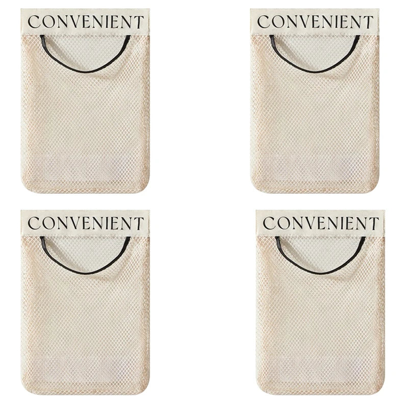 Plastic Bag Holder Elastic Mesh Garbage Bag Organizer Reusable Bag Dispenser Door Hanging Storage for Kitchen Organization