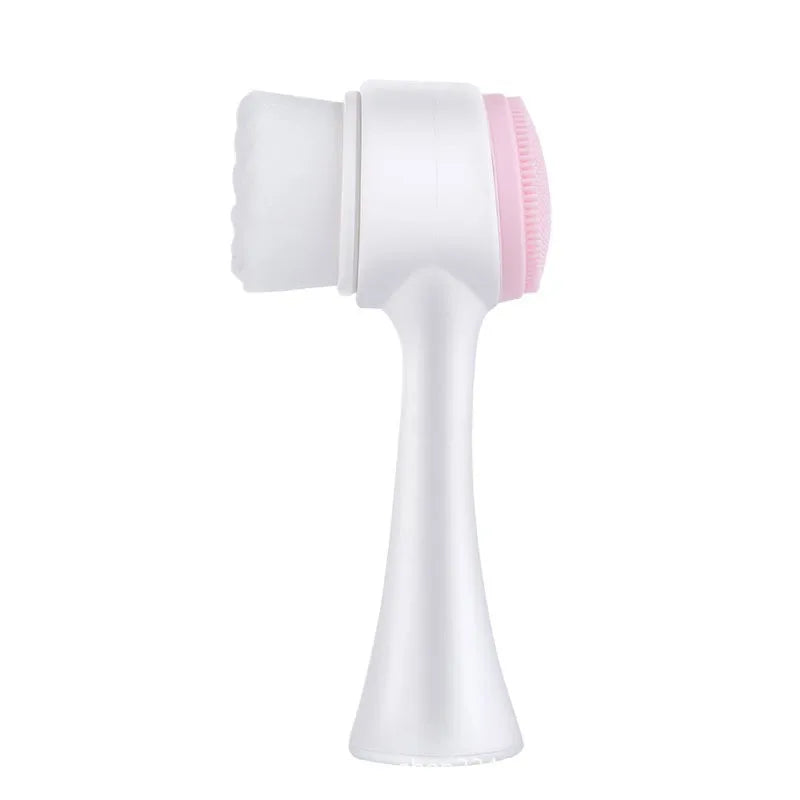Nettoyage en profondeur 3D Handheld Gentle Silicone Face Nettoyant Brosse Exfoliator à double face