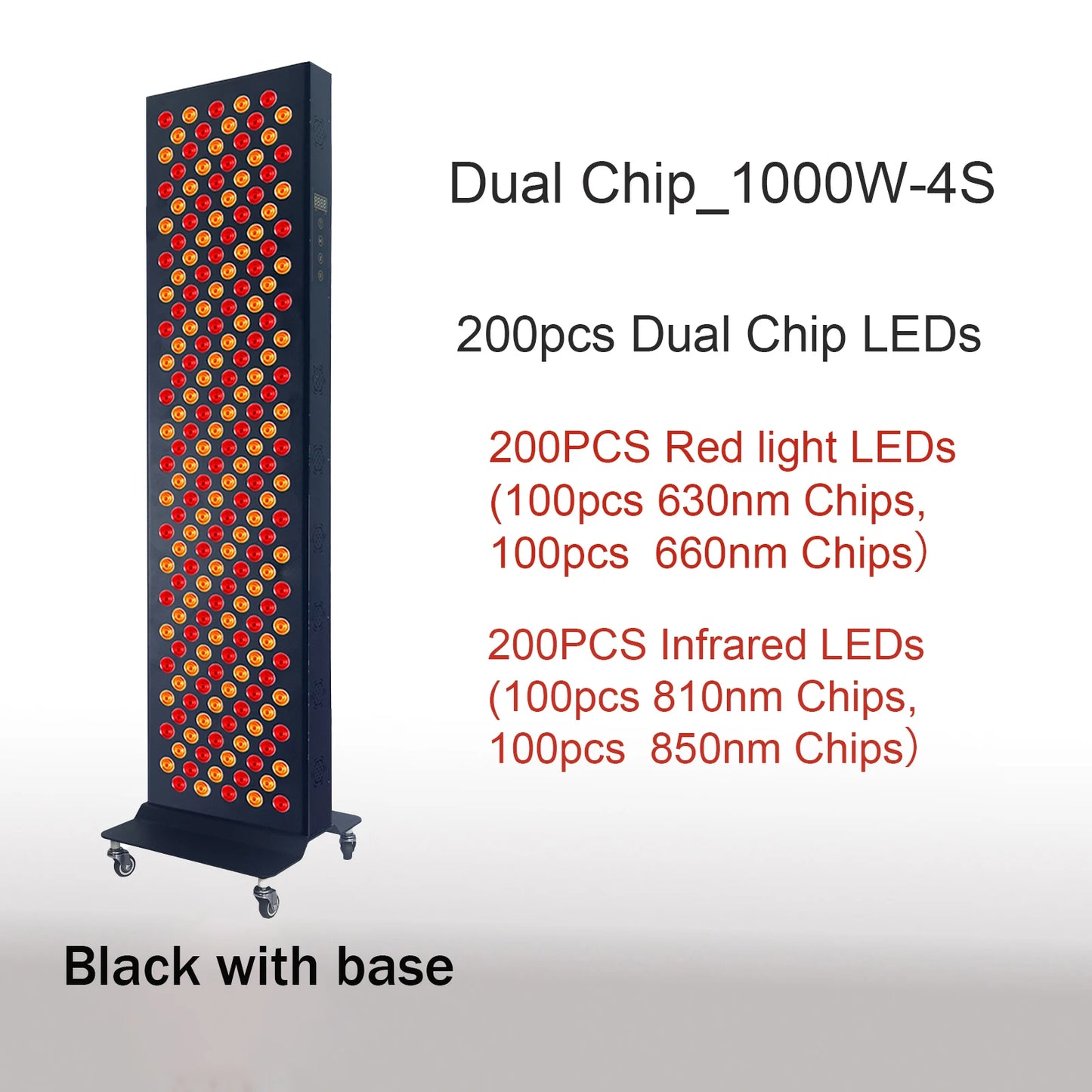 Panneau de thérapie rouge à double puce lampe 630 nm 660 nm près de la thérapie infrarouge Lumière 810 nm 850 nm Dispositifs de beauté LED pour le visage et le corps