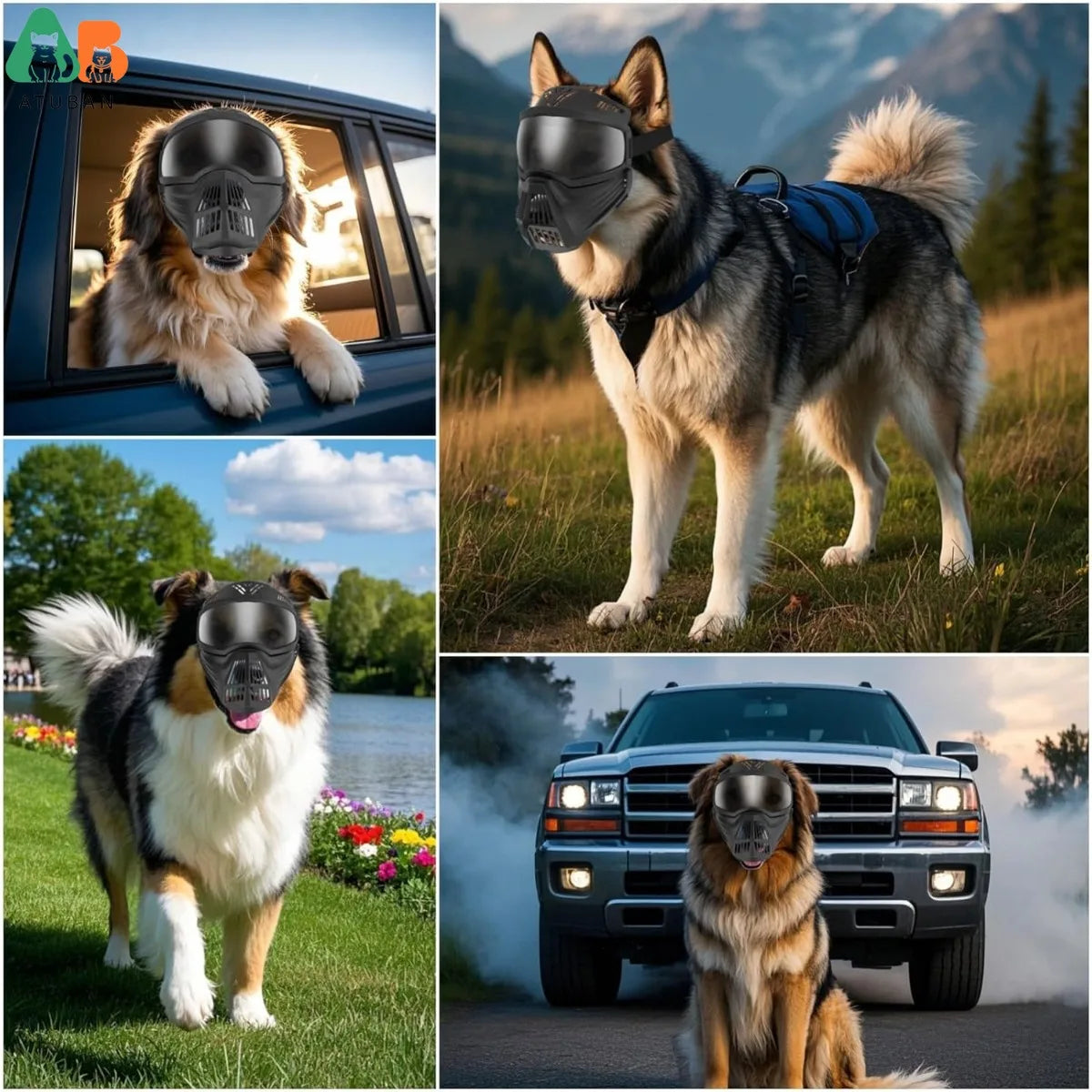 Atuban Pro Dog Goggles Grande race, protection complète, lunettes de soleil tactiques, protection contre les chiens extérieurs, anti-UV anti-Fog.