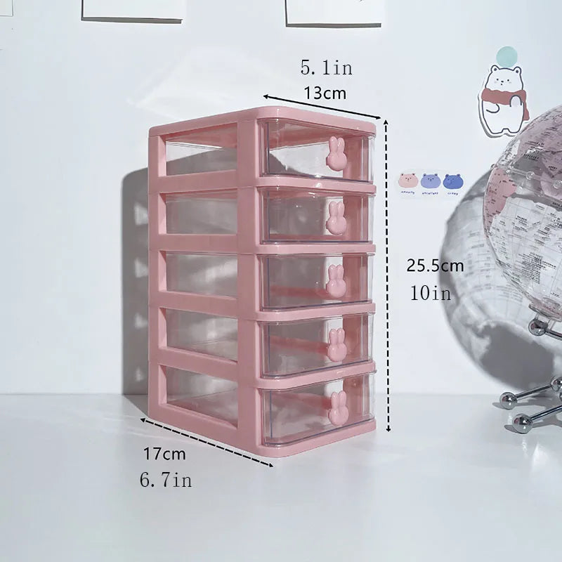 Multifunctional Desktop Storage Drawer Box with Pen Holder and Hair Accessories Storage Rack, Multi-layer Jewelry Box