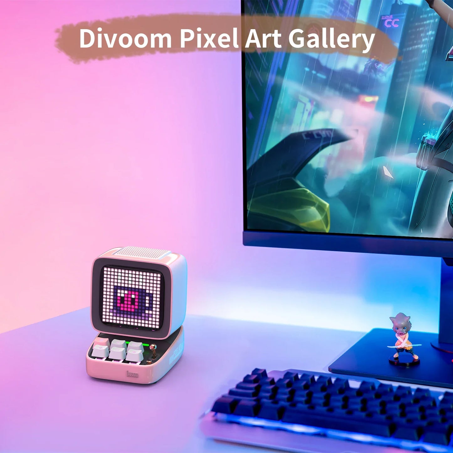 DIVOOM DITOO-PRO RETRO PIXEL ART BLUETOOTH PORTABLE ALARME ALARME CHARGE DIY LED Display, mignon décoration de lumière à la maison cadeau mignon
