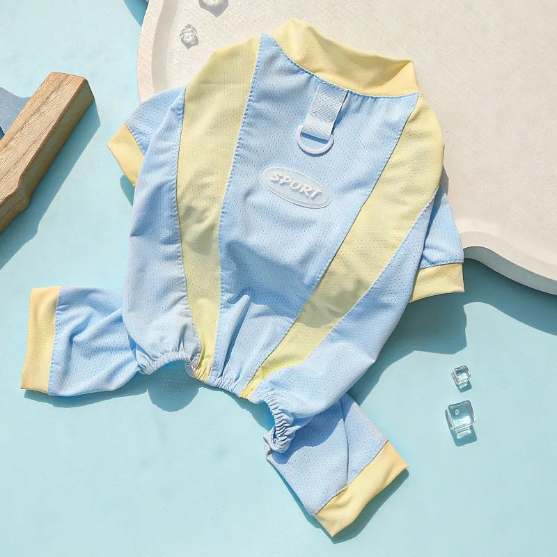 Refroidissement glace Silk Summer Chog Clothing Outdoor UV Protection Pet Cat Cat T-shirt Salles de sports secs rapides pour petit chiot moyen