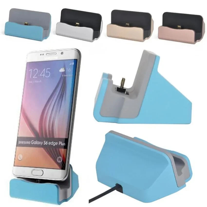 Téléphone Station de chargement Docktop Desktop Téléphone Base de chargement 2-en-1 Mini Stand pour les accessoires de téléphone mobile Micro USB Type-C