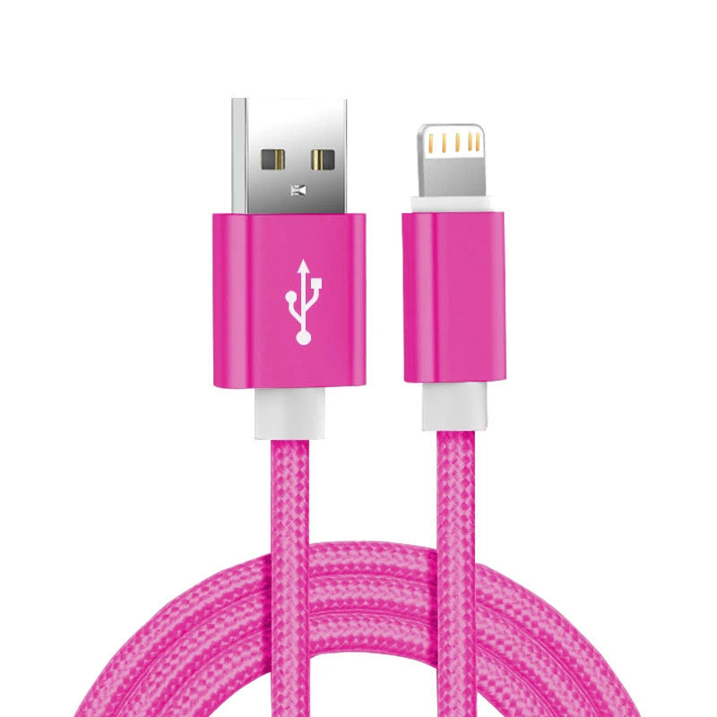 Câble de chargeur USB tressé en nylon en métal pour iPhone 14 8 7 6s Plus xr xs 11 12 13 Pro Max iPad 9 Cordon de données de charge rapide 1M 2M 3M