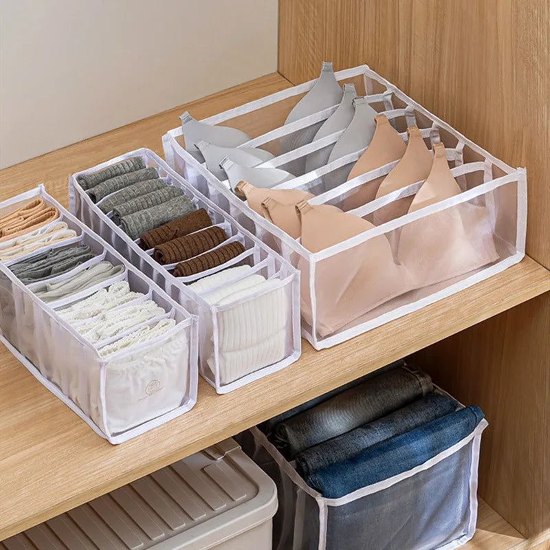 6/7/11 Boîtes de rangement des sous-vêtements, armoire à chaussettes de sous-vêtements à domicile, partition de maillage et boîte de tri de tissu de style tissu de style tissu et boîte