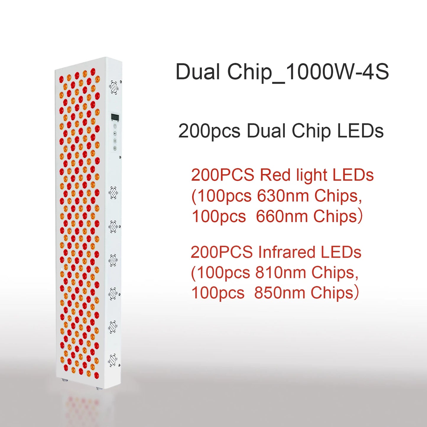 Panneau de thérapie rouge à double puce lampe 630 nm 660 nm près de la thérapie infrarouge Lumière 810 nm 850 nm Dispositifs de beauté LED pour le visage et le corps