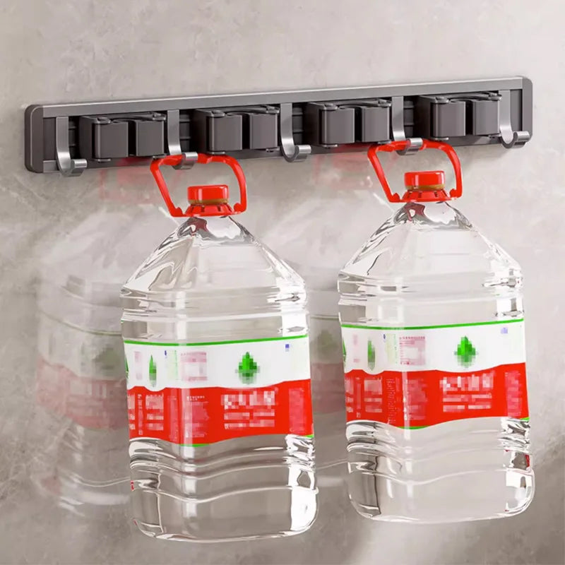 Mop and Broom Organizer Mop Holder Rack Mop Holder Wall Mounted Strong Broom Mop Holder Self With 5 Hooks Organizers Hang Broom