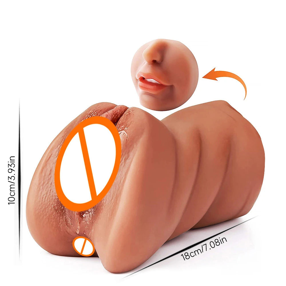 3IN1 Band dents bouche Vagin anal plug masturbator mâle tasse de gorge profonde Silicone Dildo déplace la masturbation plaisir Toys for Men