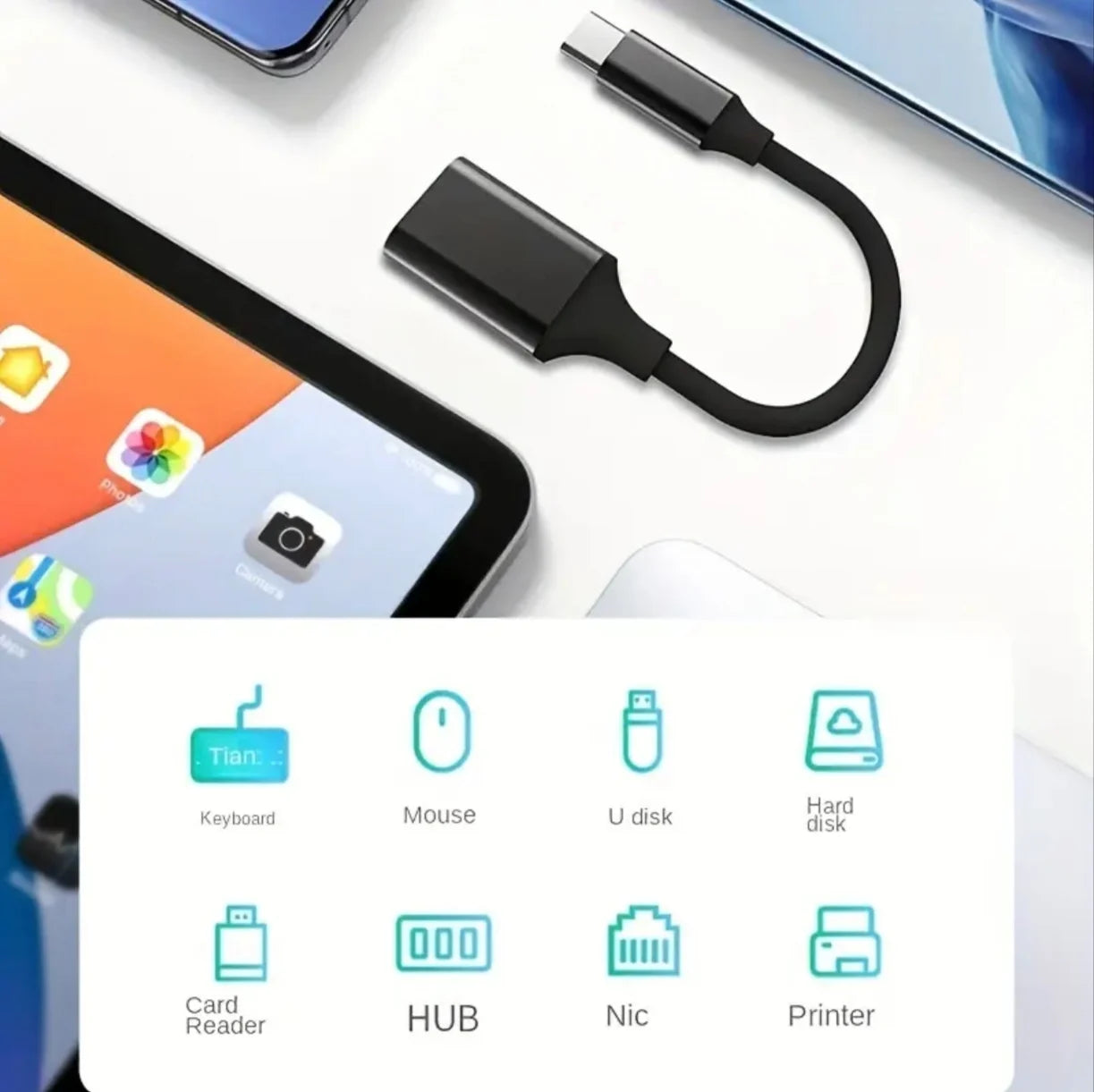 2PACK Connecteur USB-C haute vitesse USB 3.0 vers le câble adaptateur OTG de type C pour smartphones et tablettes, adaptateur téléphonique