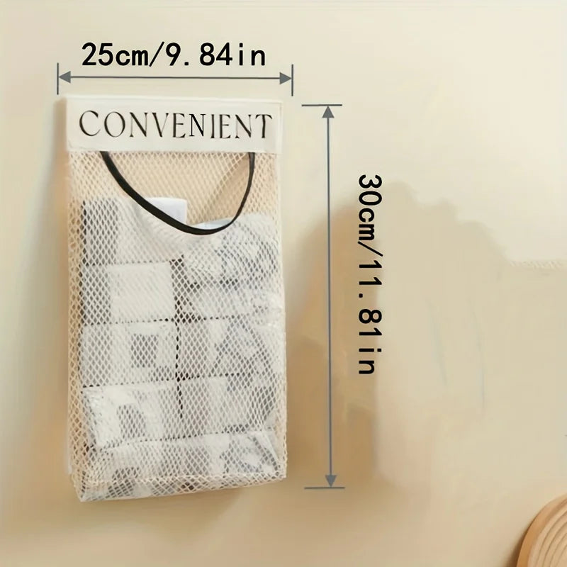 Plastic Bag Holder Elastic Mesh Garbage Bag Organizer Reusable Bag Dispenser Door Hanging Storage for Kitchen Organization
