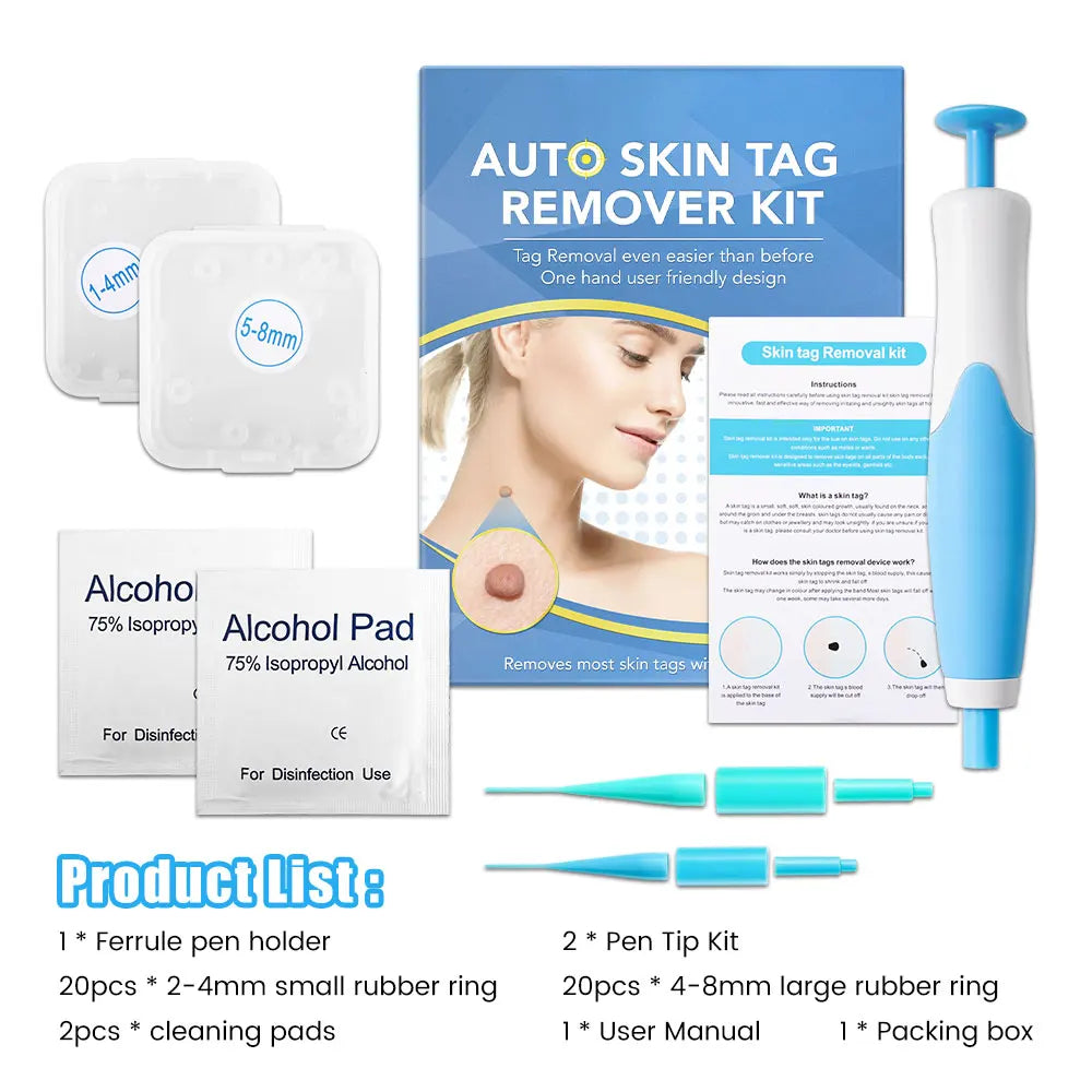 2 en 1 Micro Micro Skin Tag Dispositif Dispositif standard et micro-étiquette de peau Kit d'élimination de la peau
