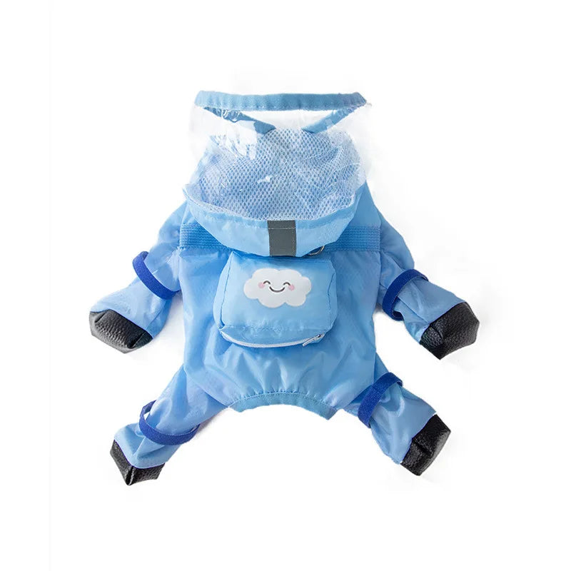 Puppy leashable full-body raincoat waterproof all-inclusive footed small dog rainy day snow day clothes
