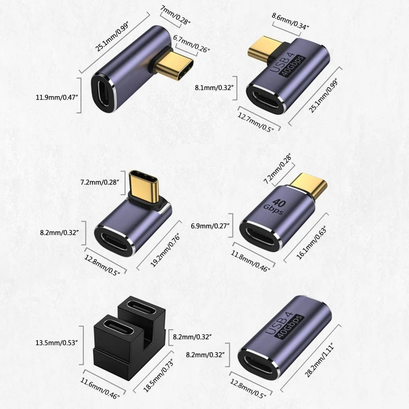 PD 100W USB 40 Gbps Terrain de données USB 4.0 Thunderbolt 4 Type C Male vers le connecteur féminin Extenseur pour les ordinateurs portables du téléphone mobile