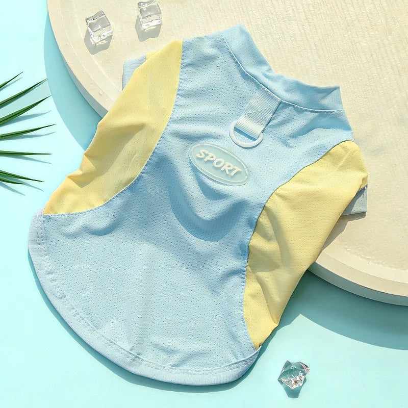 Refroidissement glace Silk Summer Chog Clothing Outdoor UV Protection Pet Cat Cat T-shirt Salles de sports secs rapides pour petit chiot moyen