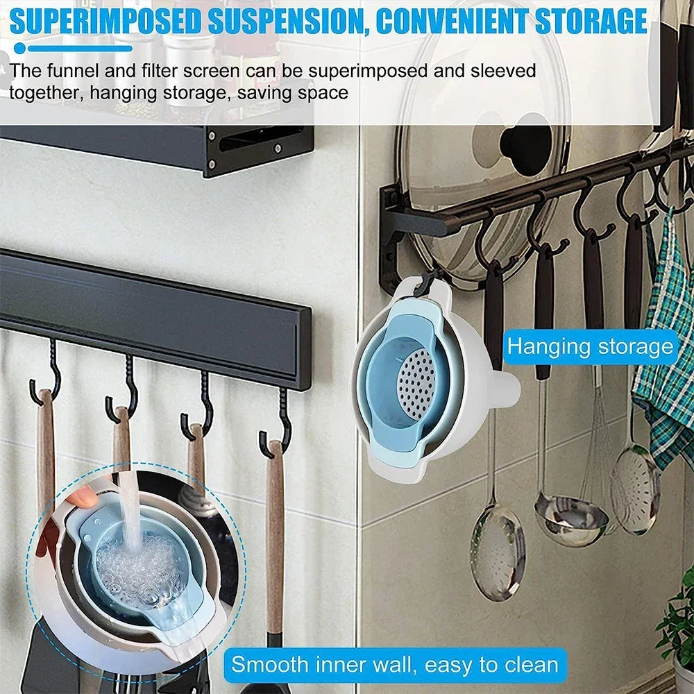 Versatile 4-in-1 Funnel Set - Food-Grade, BPA-Free, with Strainer for Easy Bottle Filling and Kitchen Use