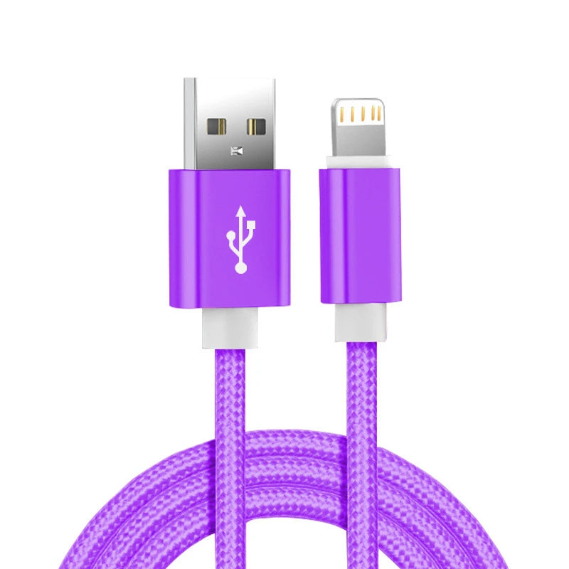 Câble de chargeur USB tressé en nylon en métal pour iPhone 14 8 7 6s Plus xr xs 11 12 13 Pro Max iPad 9 Cordon de données de charge rapide 1M 2M 3M